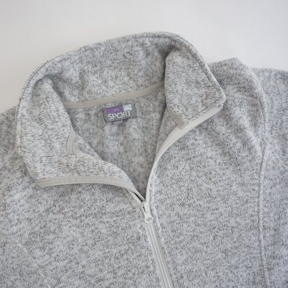 Acx Sport Gray Fine Knit Zip Up Runner Active Light Weight Sweater Large - Picture 9 of 9